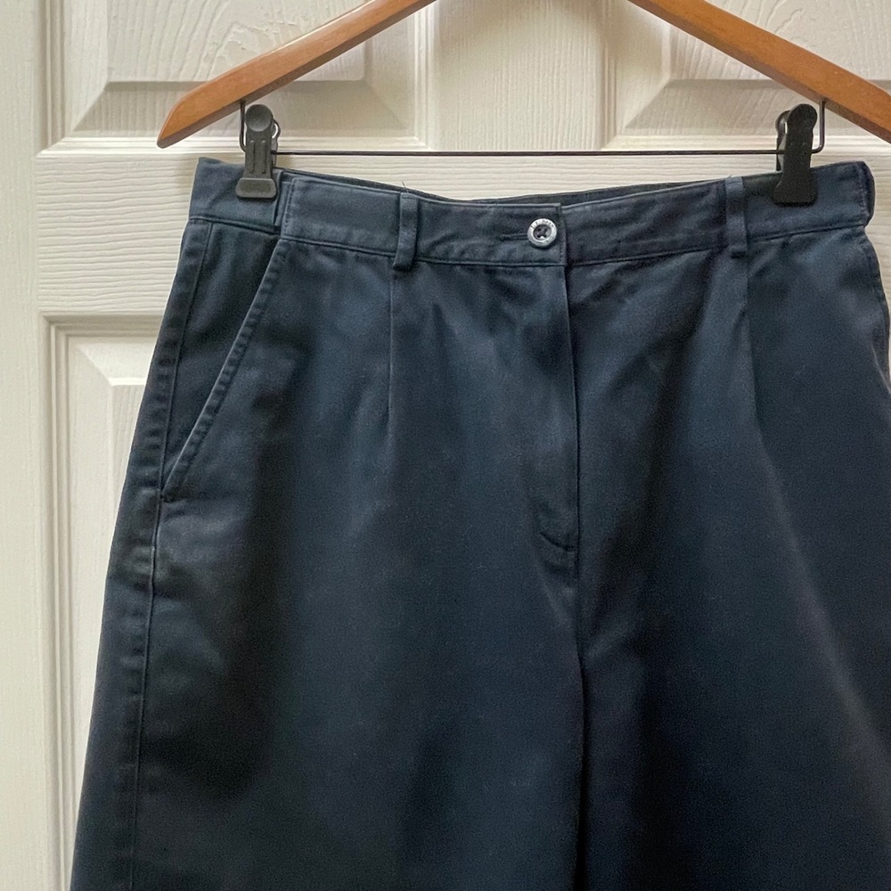 Vintage  LL Bean Women's Sz‎ 12 Pleated Original Navy Twill High Rise Shorts 90s